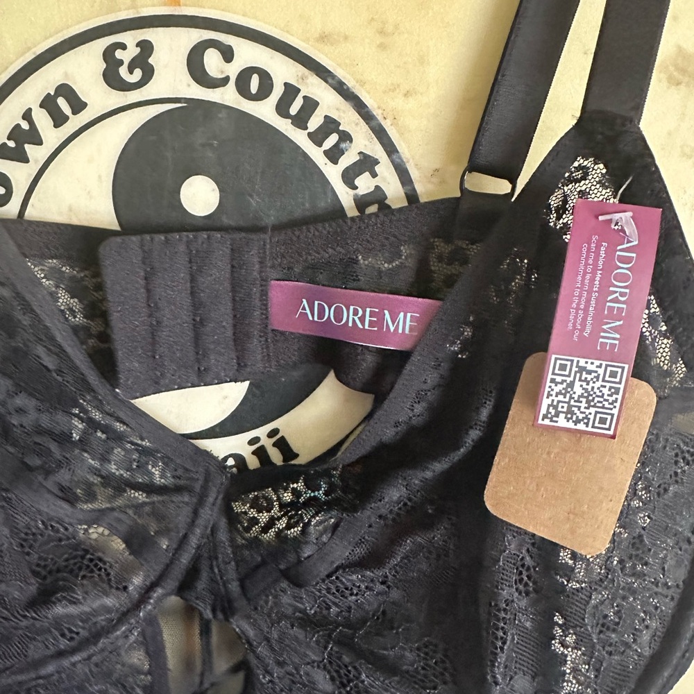 Adore Me Black Lace Bustier Bralette with Straps - Picture 2 of 4